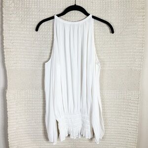 RAMY BROOK white cold shoulder satin blouse top S